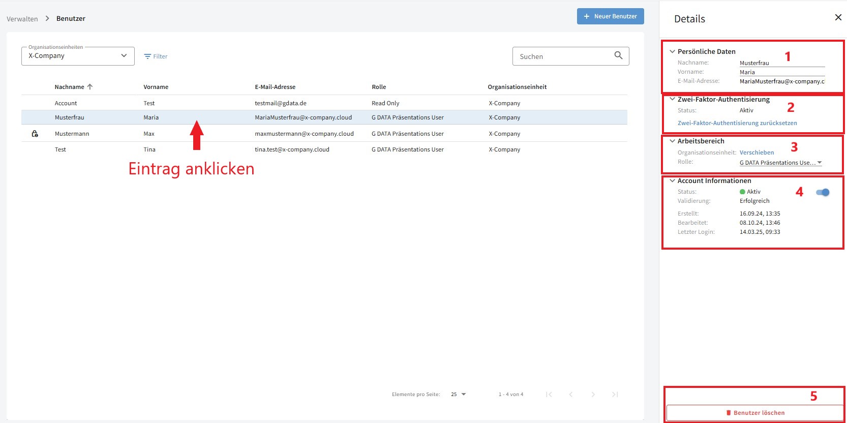 G DATA 365 | Managed XDR Benutzer verwalten