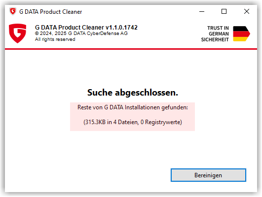 Produkt Cleaner Bereinigungsfunktion