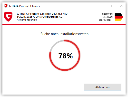 Produkt Cleaner durchsucht System