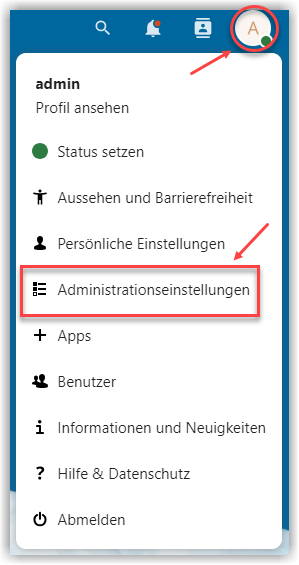 G DATA AntiVirus für Nextcloud Administrationseinstellungen
