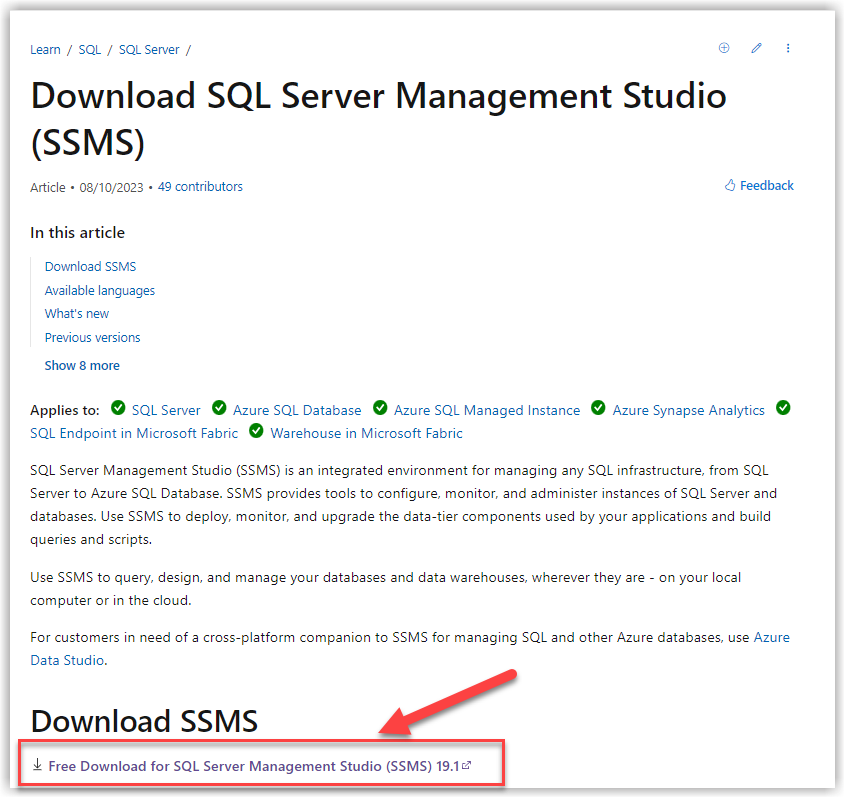 Download setup file from Microsoft