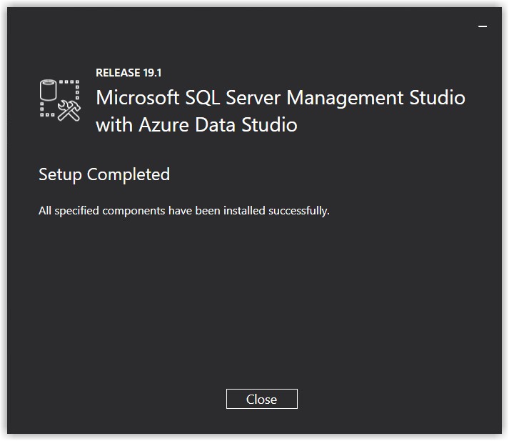 Successful installation Microsoft Management Studio