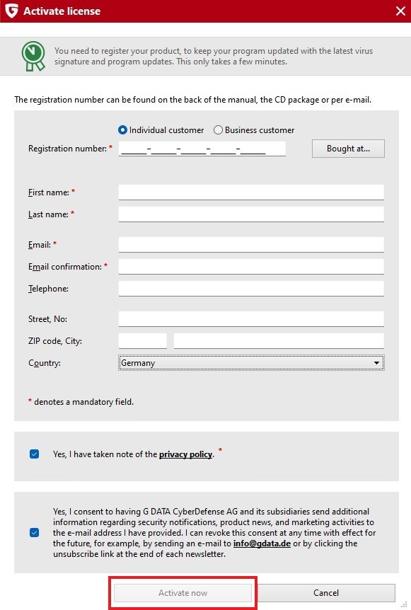 Activate already installed product