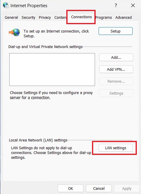 No connection for upadte