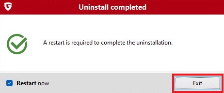Uninstall via control panel
