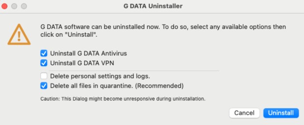 Uninstall G DATA Software from Mac