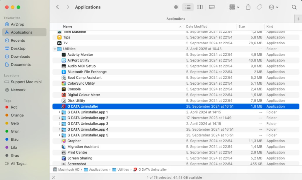 Uninstall G DATA Software from Mac
