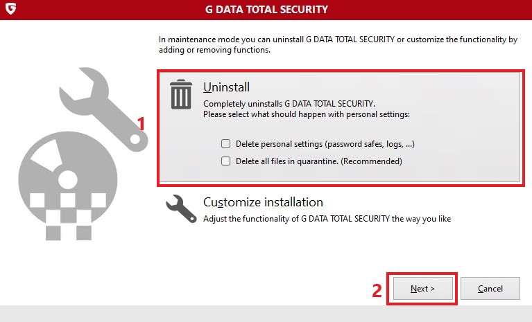 Uninstall via installation file