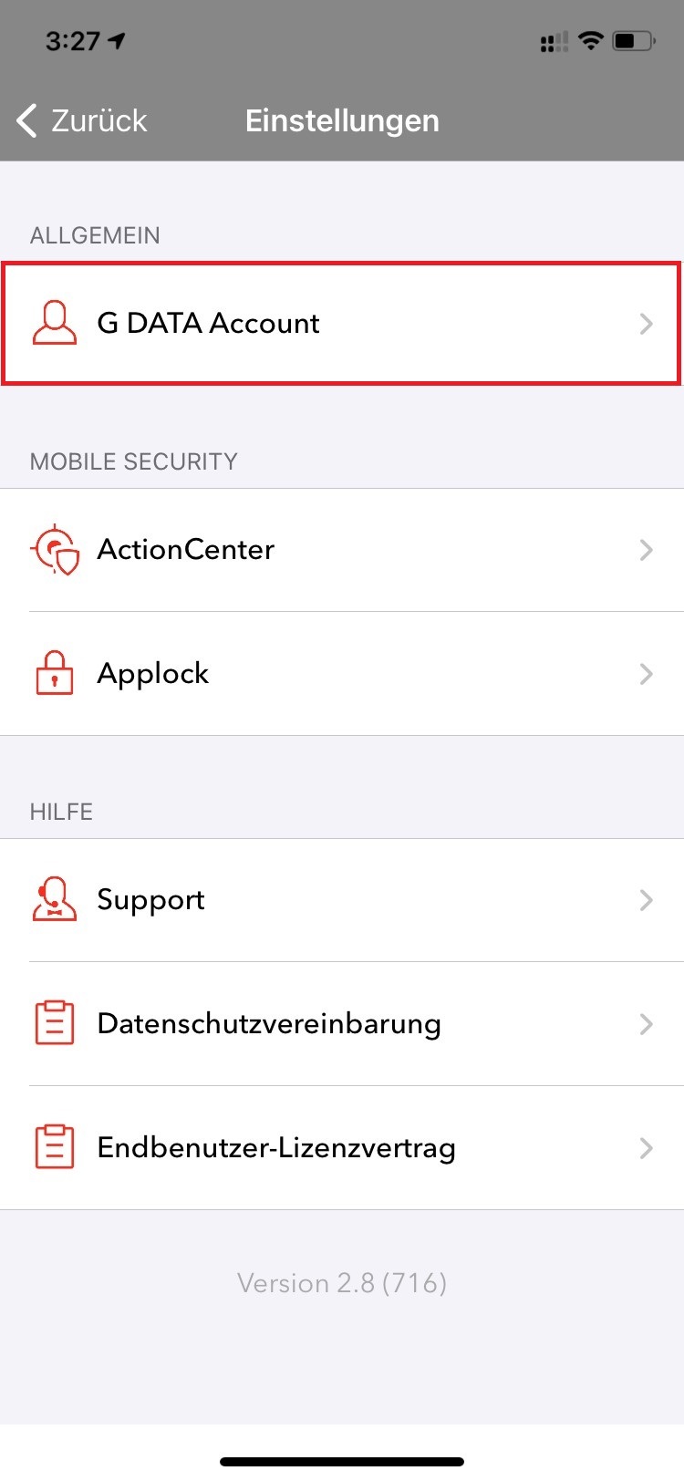 MOBILE SECURITY IOS EINSTELLUNGEN