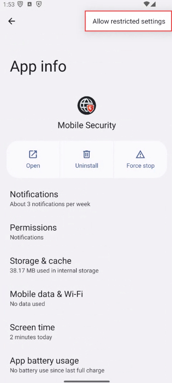 Restricted settings