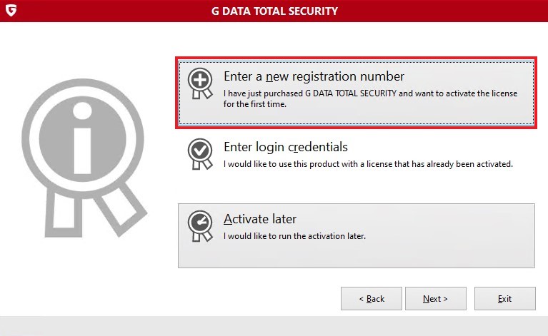 Install with registration number