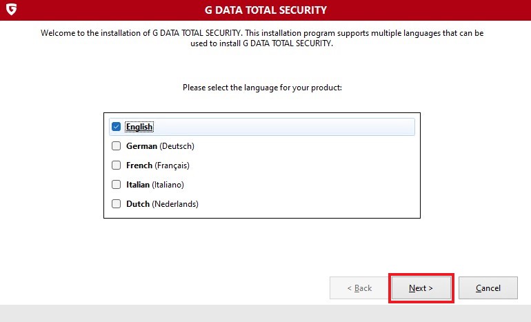 Total Security Install Language Selection GER 2019