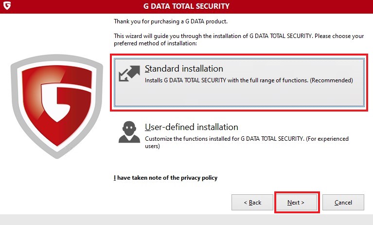 Install G DATA Software