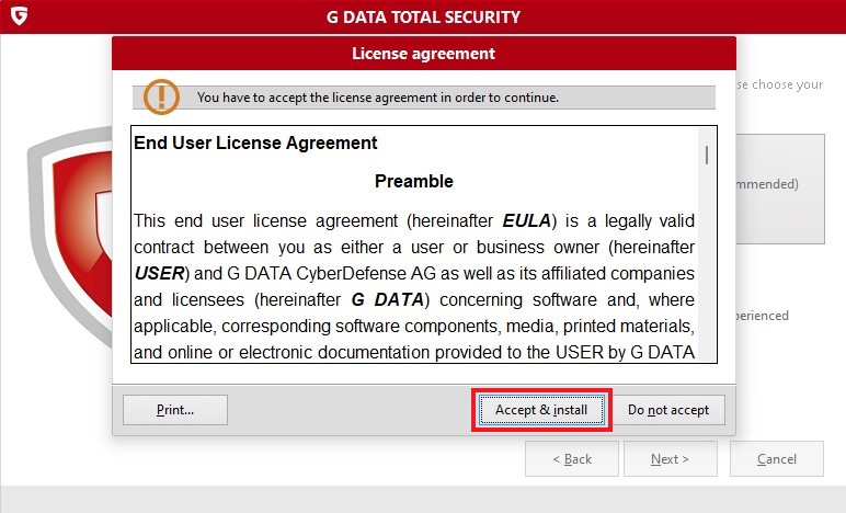 Install G DATA Software