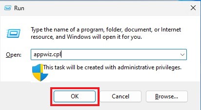 Uninstall via control panel
