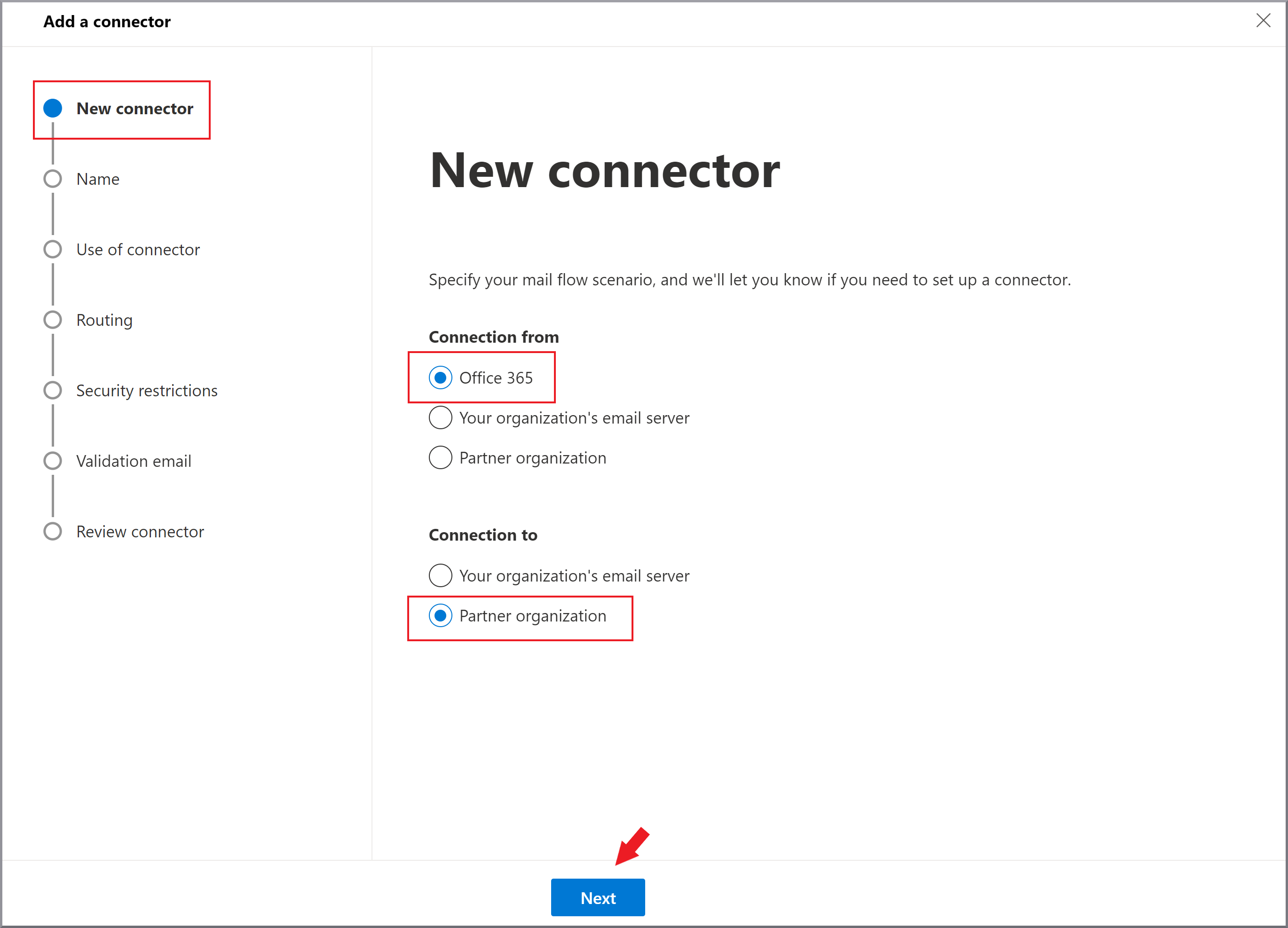G DATA 365 | Mail Protection Partner organization Add connector