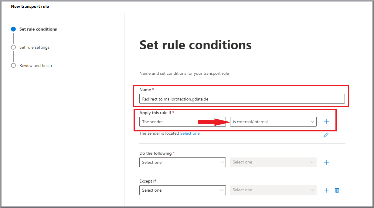 G DATA 365 | Mail Protection Add new rule