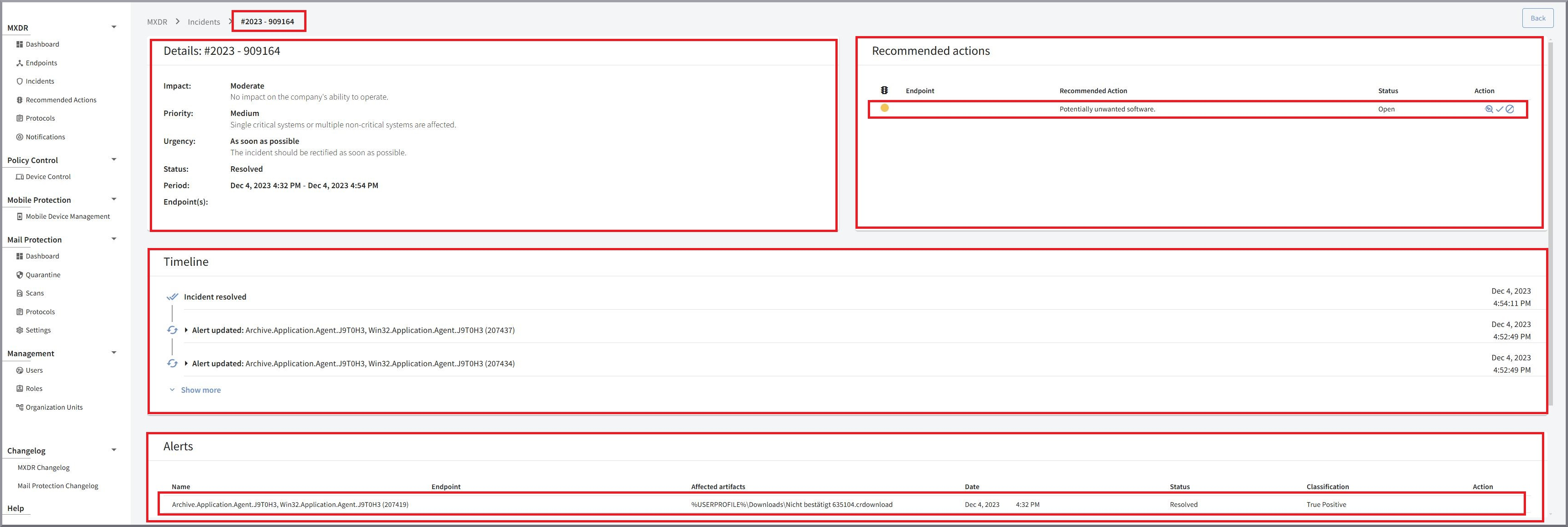 G DATA 365 | MXDR Incident overview