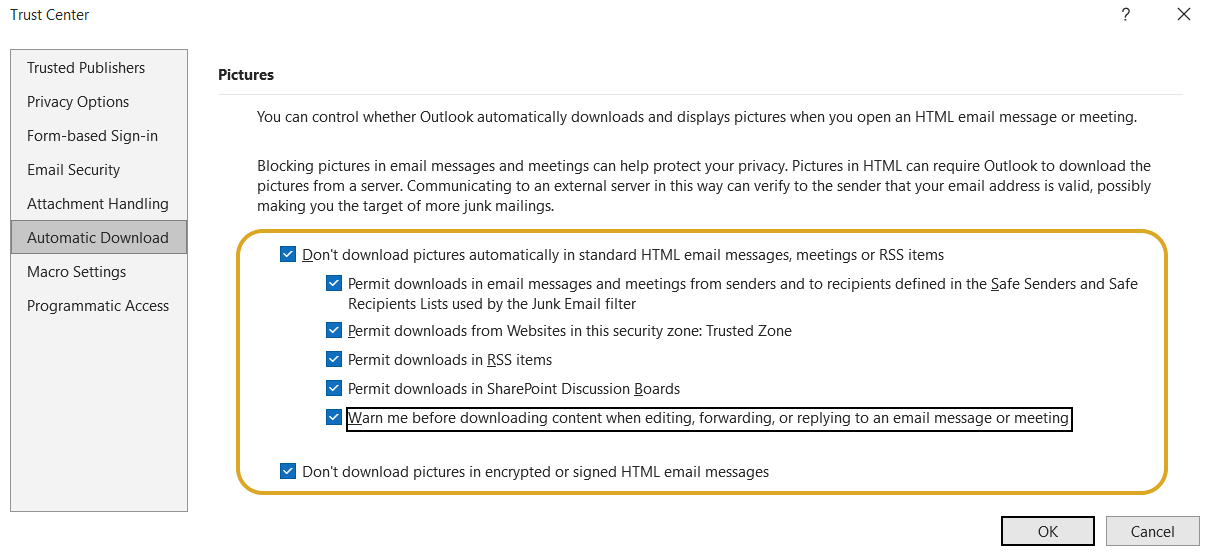 G DATA Phishing Simulation Outlook Trustcenter