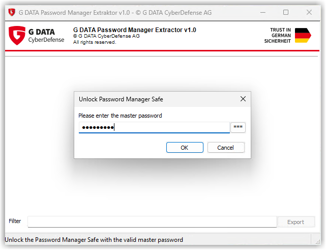 Password Manager Enter master password