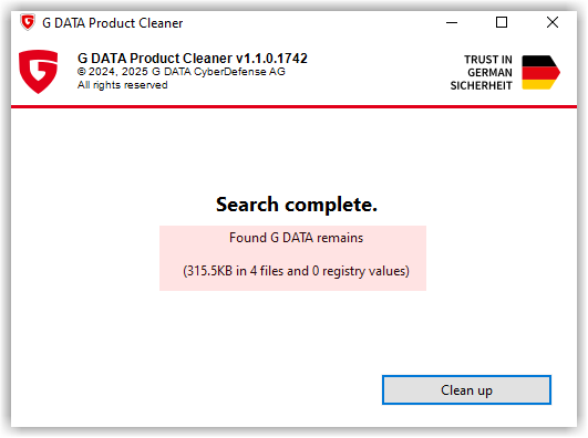 Product Cleaner Clean-up function