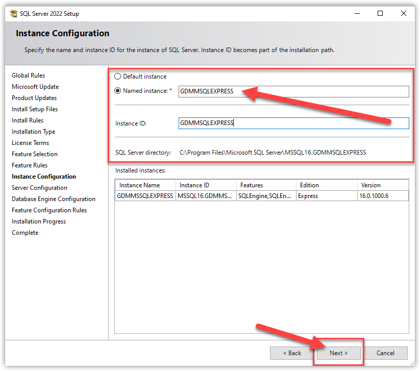 SQL Installation Configuration Microsoft SQL Express