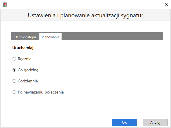 Signatur-Update Einstellungen und Zeitplanung