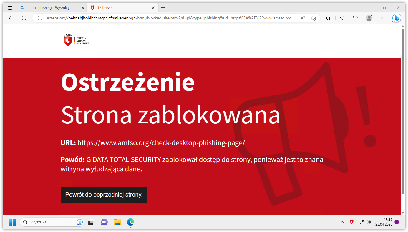 GDATA Unsichere Webseite gesperrt