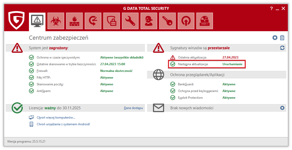 GDATA Update wird ausgefuehrt