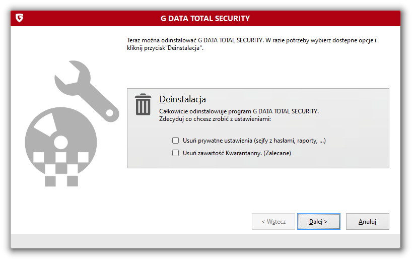 G DATA TOTAL PROTECTION Deinstallation persoenliche Einstellungen V25