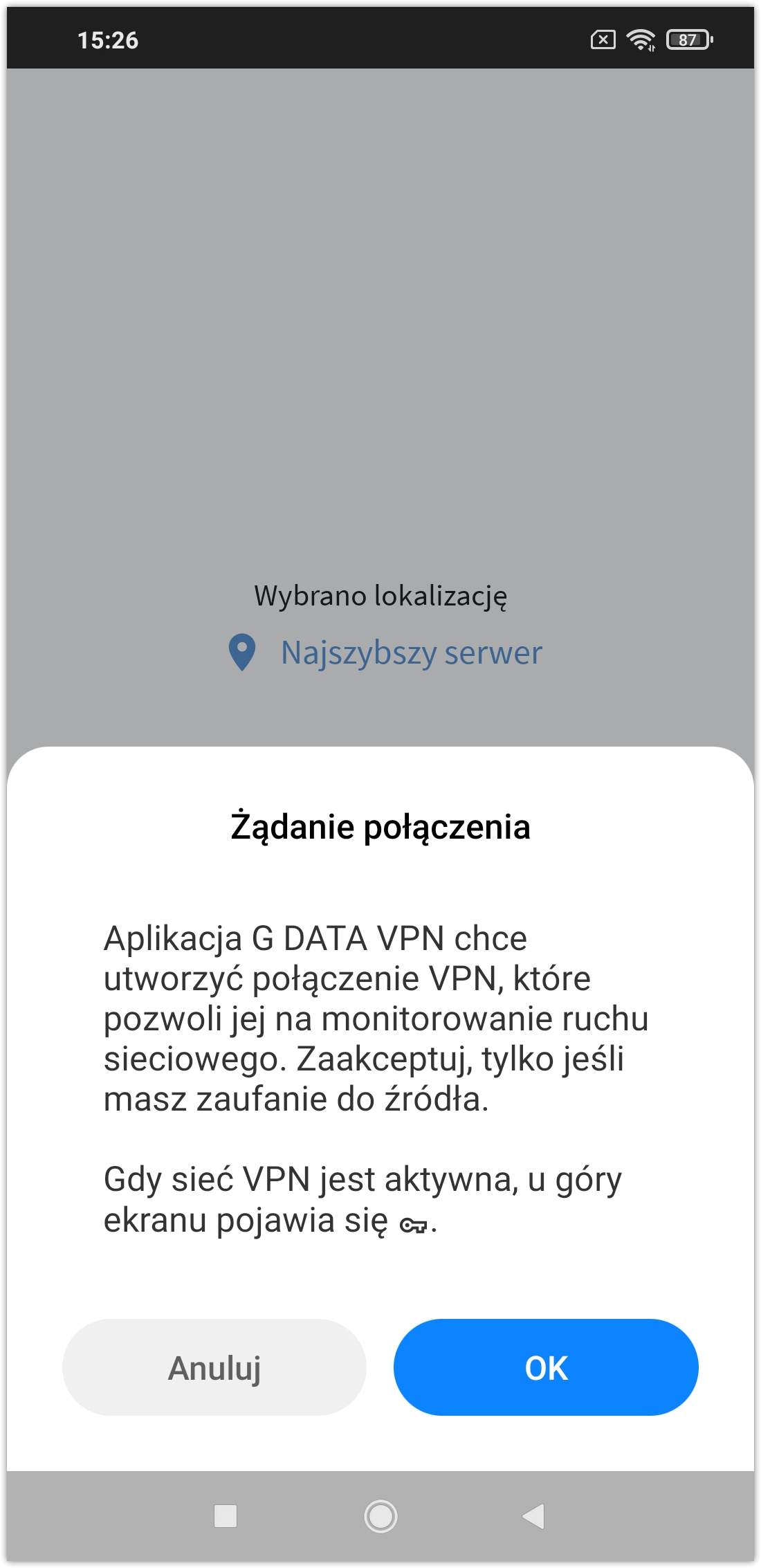 VPN Android Verbindungsanfrage